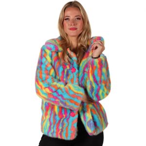 Superstars Pimp Jacke aus Plüsch Pelzjacke für verschiedene Themen EINHORN bunt