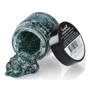 Vogel Pfau Glitzergel Profiqualität von SUPERSTAR Bühnenmaterial mit großen Partikeln PEACOCK grün-gold