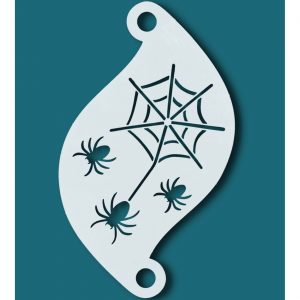 Spinnen Facepainting Schminkhilfe Schablone von SUPERSTAR SCARY SPIDER Spinnennetz mit drei Spinnen weiß