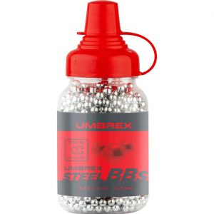CO2 Luftdruckmunition 4,5mm UMAREX Stahl BBs Steel BB 0,35g silber in der Flasche geschüttet