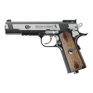CO2 Pistole 4,5mm BBs COLT SPECIAL COMBAT CLASSIC BK KG Dark Ops-Finish brüniert Griff in Holzoptik (.177) <3,0 J