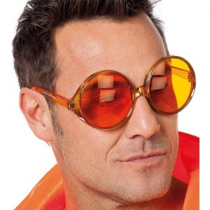 70er Jahre Runde Brille XL Partybrille mit farbigen Gläsern orange