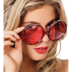 70er Jahre Runde Brille XL Partybrille mit farbigen Gläsern rot