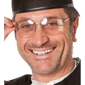 70er Jahre Charakterbrille Retro Metallgestell mit Doppelsteg klare Gläser silber-klar