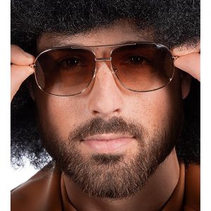 70er Jahre Charakterbrille Retro Metallgestell mit Doppelsteg Farbverlauf Gläser gold-braun