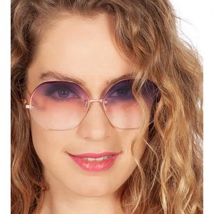 70er Jahre Charakterbrille Retro ovales Metallgestell mit Farbverlauf Gläsern Charlies Angels gold-lila