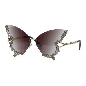 Insekt Schmetterling Regenbogen Motivbrille mit Glitzer und Farbverlauf Deluxe braun