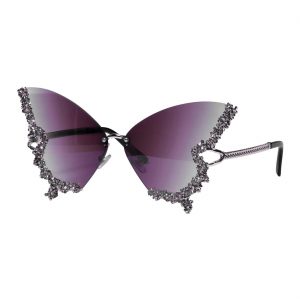 Insekt Schmetterling Regenbogen Motivbrille mit Glitzer und Farbverlauf Deluxe lila