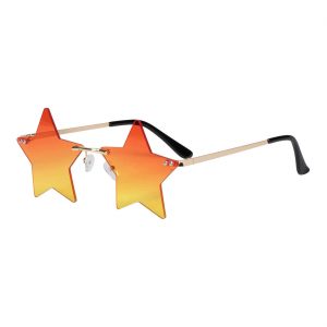 Superstars Pimp / Festival Charakterbrille Retro in Sternenform mit Farbverlauf orange-gelb
