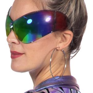 Superstars Pimp / Festival / Alien Charakterbrille Retro durchgehend regenbogenverspiegelt auch als Insektenaugen bunt