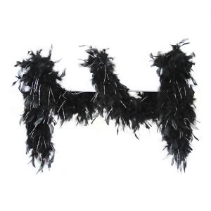 Federboa mit Metallic 65g Deluxe mit viel Federmaterial und Lurex zweifarbig schwarz-silber