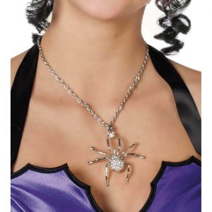 Spinnen Halskette mit Anhänger mit Strass Deluxe silber