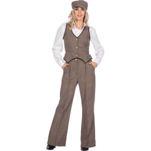 20er Jahre Charlestonlady Kostüm Anzug Peaky Blinders braun