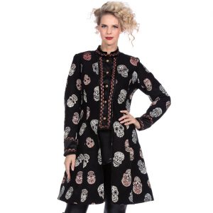 Schädel bunt D.d.l.M. Jacke Gehrock Deluxe Damen schwarz-bunt