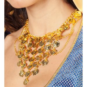 Orientalin Gipsy / Piratin Münzhalskette Collier mit Münzen Deluxe gold