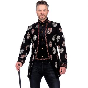 Schädel bunt D.d.l.M. Jacke Gehrock Deluxe Herren schwarz-bunt
