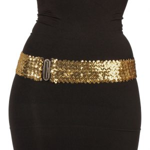Show Pailletten Stretchgürtel breit Deluxe gold