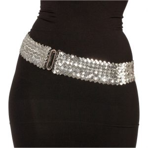 Show Pailletten Stretchgürtel breit Deluxe silber