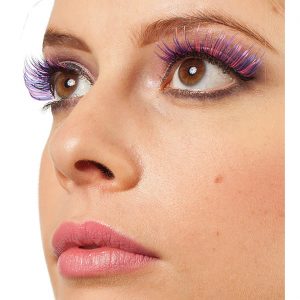 Künstliche Wimpern mit Kleber abwechselnde Strähnchen zweifarbig neonpink-lila