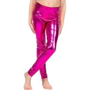 Kinderhose lang Leggins metallic pink