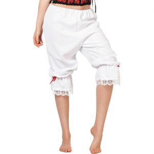 Liebestöter halblange Unterhose mit Spitze und Schleife Deluxe zweifarbig weiß-rot