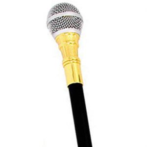 Mikrofon Spazierstock Deluxe schwarz-gold