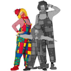 Clown Kostüm Teile-Set Latzhose für Damen MONDRIAAN bunt