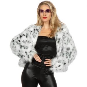 Superstars Pimp Leo Jacke aus Plüsch Pelzjäckchen weiß-schwarz