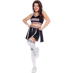 Cheerleaderin Kostüm Kleid kurz bauchfrei Deluxe schwarz-rot
