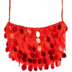 Showgirl Pailletten Handtasche Umhängetasche rot