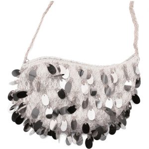 Showgirl Pailletten Handtasche Umhängetasche silber