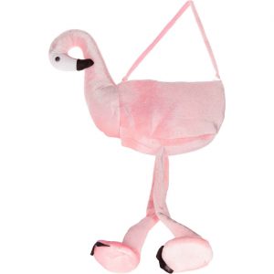 Vogel Flamingo Handtasche Umhängetasche aus Plüsch Velours rosa