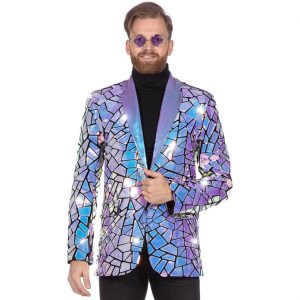 Show / Festival Jacke holographische Spiegelscherbenoptik Superdeluxe silber-blau