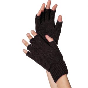 Handschuhe kurz fingerlos Strickhandschuhe Deluxe einfarbig schwarz