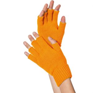 Handschuhe kurz fingerlos Strickhandschuhe Deluxe einfarbig neonorange