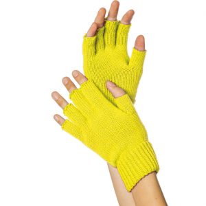 Handschuhe kurz fingerlos Strickhandschuhe Deluxe einfarbig neongelb