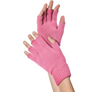 Handschuhe kurz fingerlos Strickhandschuhe Deluxe einfarbig rosa