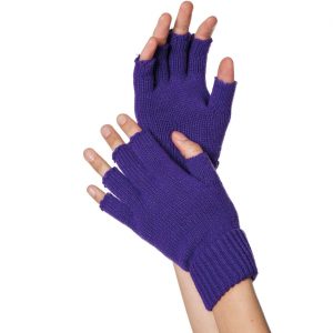 Handschuhe kurz fingerlos Strickhandschuhe Deluxe einfarbig lila