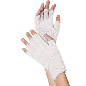 Handschuhe kurz fingerlos Strickhandschuhe Deluxe einfarbig weiß