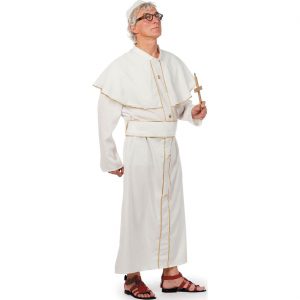 Papst Kostüm Robe Tunika lang Superdeluxe weiß-gold