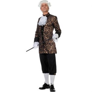 Edelherr Rokoko Kostüm Anzug halblang Marquis Louis Deluxe schwarz-gold
