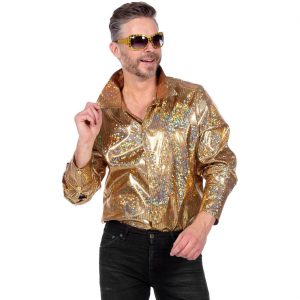 Show Disco Hemd Bluse metallic Deluxe gold