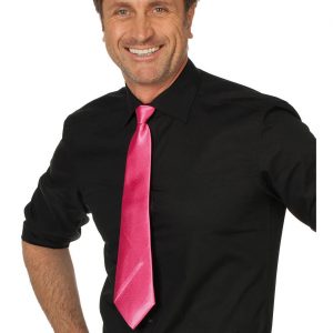 Krawatte elegant mit Gummiband einfarbig neonpink