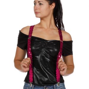 Hosenträger Deluxe Pailletten pink