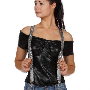Hosenträger Deluxe Pailletten silber