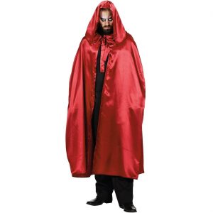 Vampire / Rotkäppchen Cape lang aus Satin mit weiter Kapuze Deluxe dunkelrot
