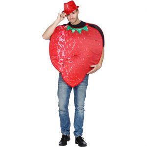 Lebensmittel Erdbeere Kostüm Poncho Überwurf bedruckt rot-grün