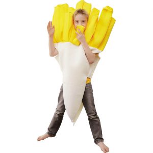 Lebensmittel Pommes Kinderkostüm Poncho Überwurf weiß-gelb