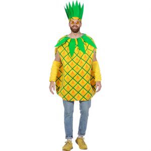 Lebensmittel Ananas Kostüm Poncho Überwurf bedruckt gelb-grün