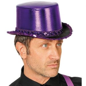 Show / Saloon Zylinderhut metallic mit Paillette Lamee Deluxe lila